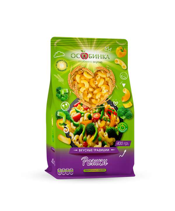 Упаковка Макаронные изделия рожки_2 - аренда торгового знака Особинка